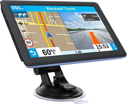 7" GPS Navigator for Car Truck RV, Car GPS Navigation System with 2026 Maps, Lifetime Free Updates, Voice Guidance, Speed & Red-Light Camera Alerts, Custom Truck Routing (Blue) in Saudi Arabia