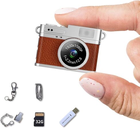 كاميرا LKT 1080P Mini Keychain مع بطاقة 32 جيجابايت ومحول OTG، وكاميرا رقمية جيب محمولة مع مرشحات وشاشة قديمة، وكاميرا فيديو صغيرة عالية الدقة لنقل الهاتف، والسفر، والأطفال، والهدايا in Saudi Arabia