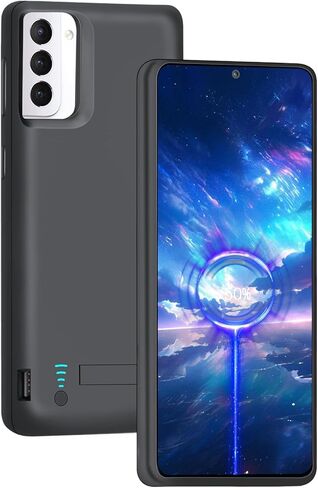 [حافظة بطارية مطورة لهاتف Samsung Galaxy S21 5G، حافظة شاحن بطارية ممتدة قابلة لإعادة الشحن بقدرة 4800 مللي أمبير في الساعة، أضف 100% عصير إضافي (6.2 بوصة) أسود in Kuwait