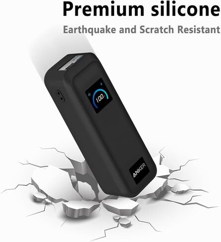 Geiomoo Soft Silicone Case for Anker Prime Power Bank 20100mAh Charger 220W, Flexible Scratch Resistant Cover with Lanyard (Black) in Saudi Arabia