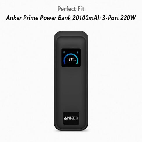 Geiomoo Soft Silicone Case for Anker Prime Power Bank 20100mAh Charger 220W, Flexible Scratch Resistant Cover with Lanyard (Black) in Saudi Arabia