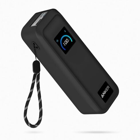 Geiomoo Soft Silicone Case for Anker Prime Power Bank 20100mAh Charger 220W, Flexible Scratch Resistant Cover with Lanyard (Black) in Saudi Arabia