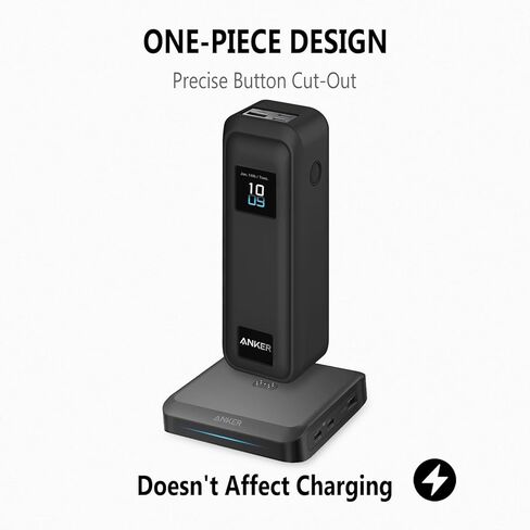 Geiomoo Soft Silicone Case for Anker Prime Power Bank 20100mAh Charger 220W, Flexible Scratch Resistant Cover with Lanyard (Black) in Saudi Arabia