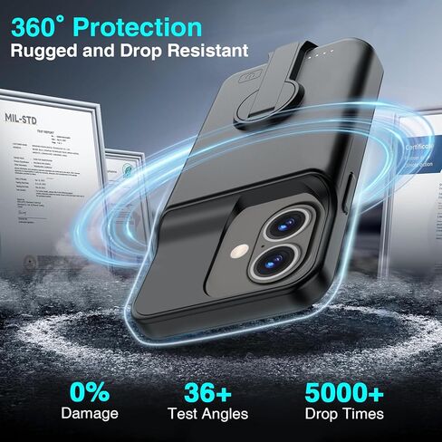 حافظة بطارية BOPPS لهاتف iPhone 16 / 16e مع حامل 【دعم Carplay】 حافظة شاحن محمولة نحيفة بقدرة 8500 مللي أمبير في الساعة حماية 360 درجة قابلة لإعادة الشحن لهاتف iPhone 16 / 16e وردي in Kuwait