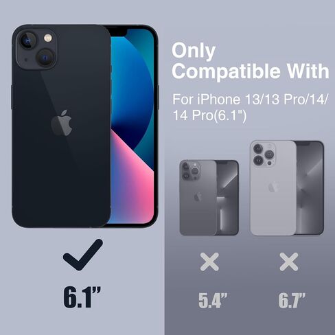 حافظة بطارية GIN FOXI لهاتف iPhone 13/13 Pro/14/14 Pro قابلة لإعادة الشحن مع حامل بقدرة 7000 مللي أمبير في الساعة، غطاء شاحن ممتد نحيف للغاية ومضاد للسقوط لهاتف 14/14Pro/13/13 Pro 6.1 بوصة أسود in Kuwait