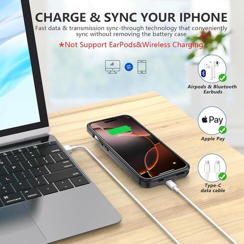 حافظة بطارية BOPPS لهاتف iPhone 16 Pro مع حامل، غطاء شاحن ممتد وقوي ونحيف بقدرة 8500 مللي أمبير في الساعة قابل لإعادة الشحن لهاتف iPhone 16 Pro، أسود in Kuwait