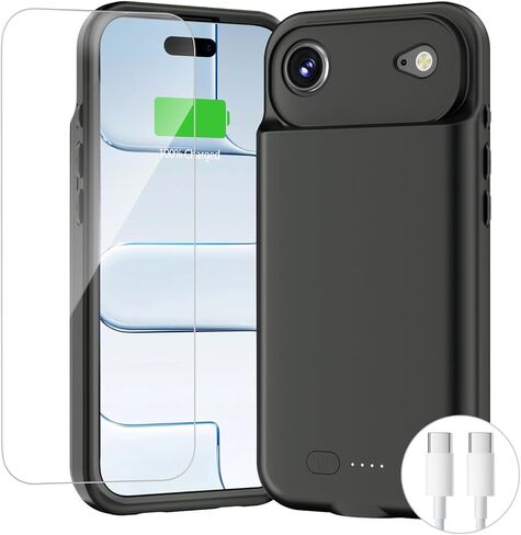 حافظة بطارية BOPPS لهاتف iPhone 15 Pro Max/15 Plus[جديد 2026] حافظة شاحن محمولة نحيفة 8000 مللي أمبير في الساعة حماية 360 درجة قابلة لإعادة الشحن لهاتف iPhone 15 Pro Max، iPhone 15 Plus (أسود) in Kuwait