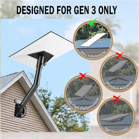 Gen 3 Mount for Starlink, Adjustable Wall and Roof Mounting Kit Compatible with Starlink Standard V3 / Gen 3 / 4 / 4X, Heavy-Duty Mount Bracket with Pipe Adapter for Outdoor Installation in Saudi Arabia