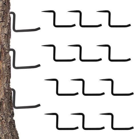 Screw-in Tree Steps 12 Pack, 4 Inch Heavy Duty Tree Steps for Hunting with Anti-Slip Knurling, Self-Tapping Sharp Tip for Tree Stand Climbing, Stealth Black Coating, Holds 705 lbs in Saudi Arabia