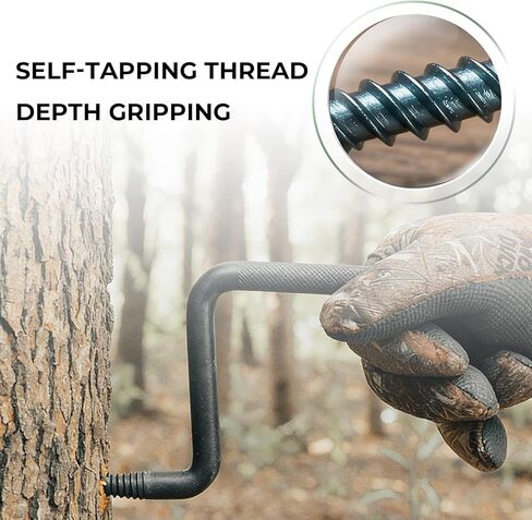 Screw-in Tree Steps 12 Pack, 4 Inch Heavy Duty Tree Steps for Hunting with Anti-Slip Knurling, Self-Tapping Sharp Tip for Tree Stand Climbing, Stealth Black Coating, Holds 705 lbs in Saudi Arabia