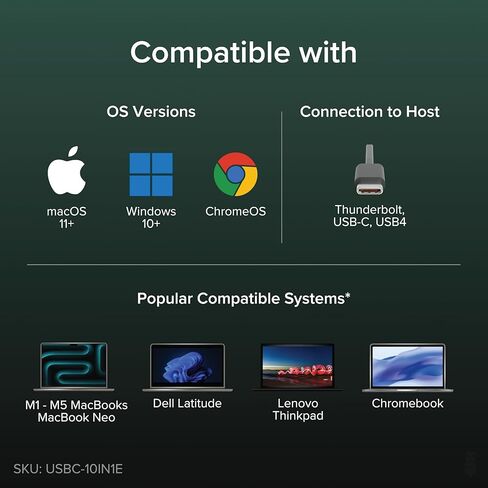 Plugable USB C Hub: 10-in-1 Multiport Adapter (8K/4K 144Hz HDMI 2.1, 2.5G Ethernet, 140W Charging, 10Gbps Data) Driverless IT Deployment for MacBook Pro/Air Windows Thunderbolt Chromebook, USBC-10IN1E in Saudi Arabia