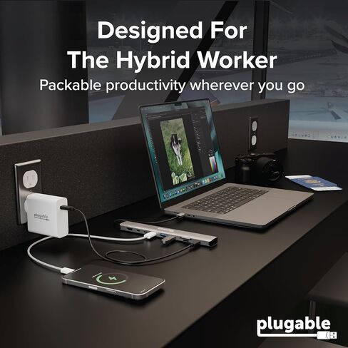 Plugable USB C Hub: 10-in-1 Multiport Adapter (8K/4K 144Hz HDMI 2.1, 2.5G Ethernet, 140W Charging, 10Gbps Data) Driverless IT Deployment for MacBook Pro/Air Windows Thunderbolt Chromebook, USBC-10IN1E in Saudi Arabia