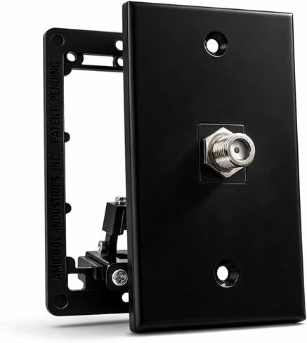 DIYTECH 1 Port Coax Cable Wall Plate Black – Single Gang Coaxial F-Type Jack for TV, Cable, Satellite & Modem – Includes Mounting Bracket in Saudi Arabia