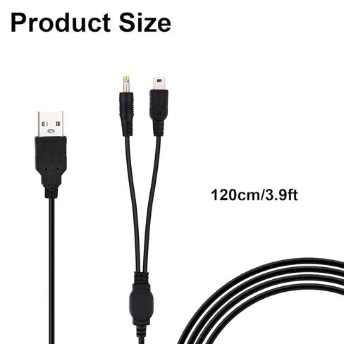 3pcs 2-in-1 Charger Cable Compatible with 1000/2000/3000/E-1000 Series & PS3 Controller, 120cm/3.9ft USB Power & Data Sync Cable for Travel Home Use in Saudi Arabia
