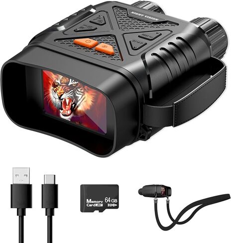 T TAKMLY Night Vision Goggles, 2624FT-10X Digital Zoom, 2.8'' HD Screen Infrared Binoculars with 64GB TF Card for Photos and Videos, for Adults Outdoor Camping and Wildlife Observation (Black) in Saudi Arabia