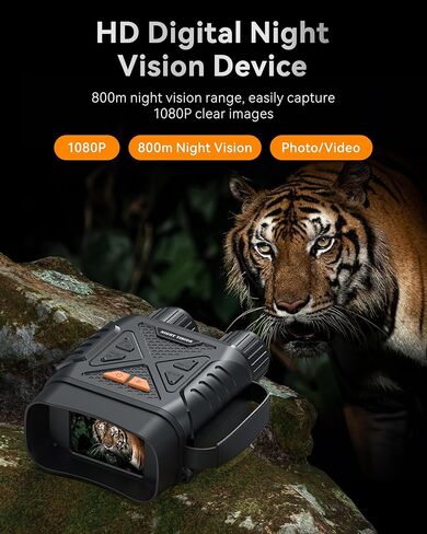 T TAKMLY Night Vision Goggles, 2624FT-10X Digital Zoom, 2.8'' HD Screen Infrared Binoculars with 64GB TF Card for Photos and Videos, for Adults Outdoor Camping and Wildlife Observation (Black) in Saudi Arabia