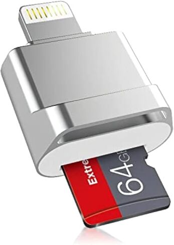 قارئ بطاقات Micro SD لأجهزة iPhone، محول Lightning إلى Micro SD/TF، ​​[معتمد من Apple MFi] قارئ بطاقات ذاكرة لأجهزة iPhone وiPad، يدعم iOS 13 وexFAT/FAT32، مثالي لهاتف iPhone 14 13 12 11 8 7 6 in Kuwait