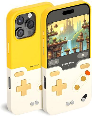 GameBaby for iPhone 17 Pro Case, Handheld Retro Gaming Console Style Phone Case with Physical Buttons for Gameboy Color Advance, Smartphone Cover Controller Supports Delta Emulator GB GBC GBA NES in Saudi Arabia