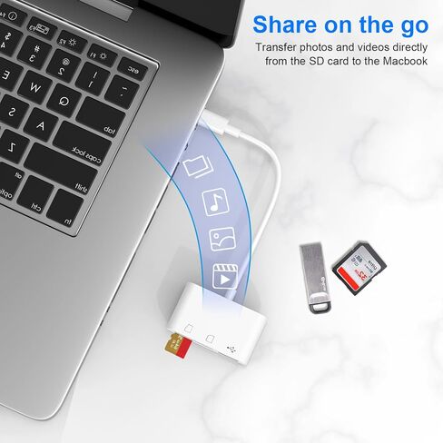قطعة واحدة من قارئ بطاقات USB C إلى SD، قارئ بطاقات ذاكرة SD/TF/USB 3 في 1، متوافق مع iPhone15 16 17، لنقل الصور/الفيديو in Kuwait