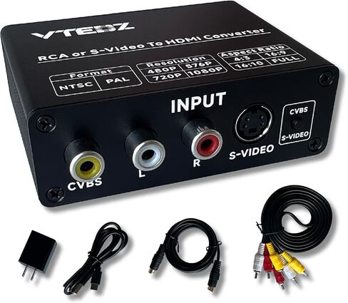 محول RCA إلى HDMI مع مفتاح نسبة عرض إلى ارتفاع 4:3/16:9، محول Svideo AV إلى HDMI، يدعم مفتاح إخراج 480P/576P/720P/1080P لـ DVD/VCR/VHS/PS1/PS2/GameCube/NES Classic للعرض على HDTV in Saudi Arabia