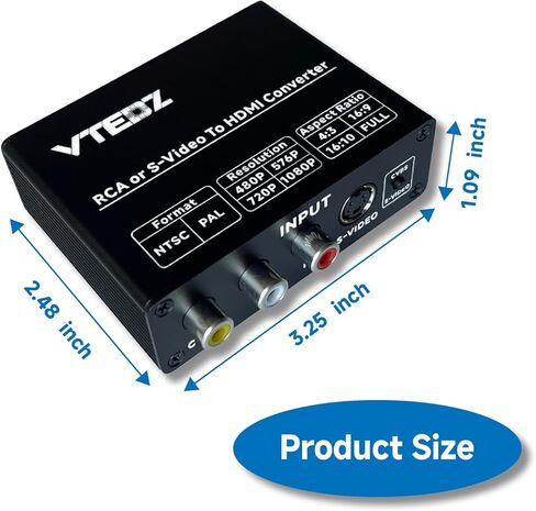 محول RCA إلى HDMI مع مفتاح نسبة عرض إلى ارتفاع 4:3/16:9، محول Svideo AV إلى HDMI، يدعم مفتاح إخراج 480P/576P/720P/1080P لـ DVD/VCR/VHS/PS1/PS2/GameCube/NES Classic للعرض على HDTV in Saudi Arabia