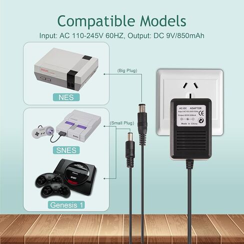 AC Power Supply & Audio Video RCA AV Cable Compatible with Super Nintendo SNES NES Systems Bundle Set, to External TV Screen Monitor in Saudi Arabia