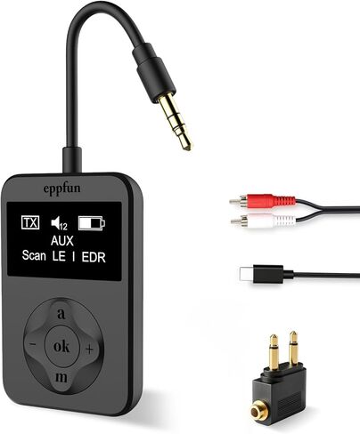 eppfun LE Audio Bluetooth Auracast Transmitter, LC3, AptX Lossless, AptX HD, USBC/3.5mm Aux Inputs, Bluetooth 5.4, Qualcomm Chip, for TV, PC,Airplane,Phones,Party,Church. in Saudi Arabia