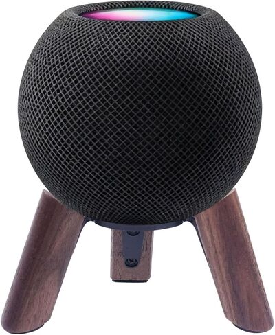 Solid Walnut Wood Stand for HomePod Mini - 100% Black Walnut Speaker Holder, Sound Improving Desktop Stand with Waterproof Protection, Non-Slip Base, Fully Assembled, Minimalist Aesthetic Desk Decor in Saudi Arabia