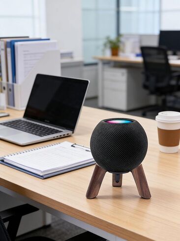 Solid Walnut Wood Stand for HomePod Mini - 100% Black Walnut Speaker Holder, Sound Improving Desktop Stand with Waterproof Protection, Non-Slip Base, Fully Assembled, Minimalist Aesthetic Desk Decor in Saudi Arabia