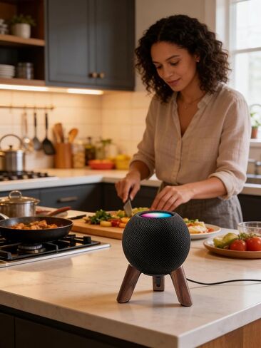 Solid Walnut Wood Stand for HomePod Mini - 100% Black Walnut Speaker Holder, Sound Improving Desktop Stand with Waterproof Protection, Non-Slip Base, Fully Assembled, Minimalist Aesthetic Desk Decor in Saudi Arabia