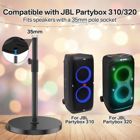 حامل مكبر صوت أرضي لحامل JBL PartyBox 310/320، ارتفاع قابل للتعديل 24.4 بوصة - 32.3 بوصة، حامل مكبر صوت محيطي عالي التحمل لحامل JBL PartyBox مع قاعدة معززة، يدعم ما يصل إلى 57 رطلاً، حزمة واحدة in Kuwait