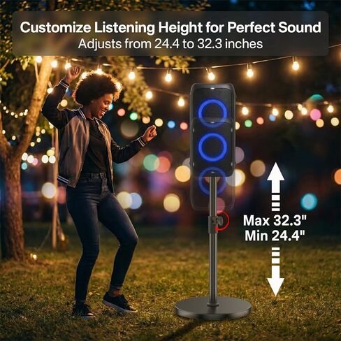 حامل مكبر صوت أرضي لحامل JBL PartyBox 310/320، ارتفاع قابل للتعديل 24.4 بوصة - 32.3 بوصة، حامل مكبر صوت محيطي عالي التحمل لحامل JBL PartyBox مع قاعدة معززة، يدعم ما يصل إلى 57 رطلاً، حزمة واحدة in Kuwait