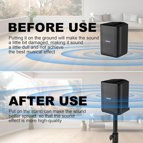 Heavy Duty Adjustable Speaker Stand for Bose S1 Pro & S1 Pro Plus, 22.6"-36.2" Height, ll-Metal Construction with Anti-Vibration Rubber Base, Floor Standing Mount for Home/Stage/DJ Use in Saudi Arabia