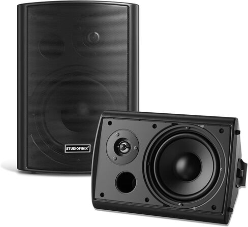 STUDIOFINIX 6.5 Inch 400W Indoor/Outdoor Bluetooth 5.1 Waterproof Wall-Mounted Speakers, Wireless Multi-Speaker Sync with IR Remote, for Patio, Garage, Home, Backyard(601BLE,Black,Pair) in Saudi Arabia
