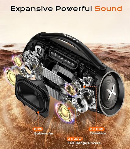 مكبر صوت بلوتوث Boombox بقوة 300 واط، صوت قوي كبير مع صوت جهير عميق 80 واط، نظام صوتي ثلاثي الاتجاهات، TWS، IPX6 مقاوم للماء للحفلات الخارجية والترفيه المنزلي in Kuwait