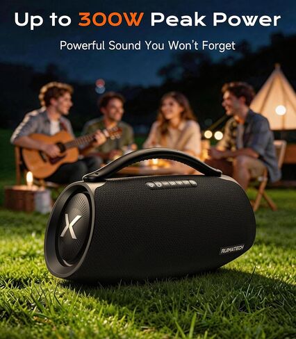 مكبر صوت بلوتوث Boombox بقوة 300 واط، صوت قوي كبير مع صوت جهير عميق 80 واط، نظام صوتي ثلاثي الاتجاهات، TWS، IPX6 مقاوم للماء للحفلات الخارجية والترفيه المنزلي in Kuwait