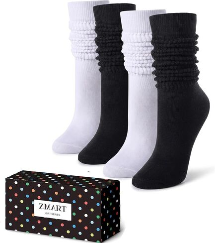 Zmart Colorful Slouch Socks For Women Girls, Scrunch Socks Women, Cotton Long High Tube Socks 4-5 Pack in Saudi Arabia