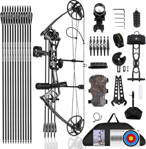 Archery Ready to Hunt Compound Bow Package for Adults and Teens,25"-31" Draw Length,0-70 Lbs Draw Weight Adjustable,up to 320 fps,Made in USA,Lightweight Design P3 Bow,2025 New in Saudi Arabia