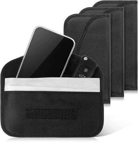 4 Pack Faraday Bags for Car Keys and Cell Phone, Signal Blocking Pouch for RFID GPS WiFi, Anti-Theft Anti-Tracking Protection, Black in Saudi Arabia