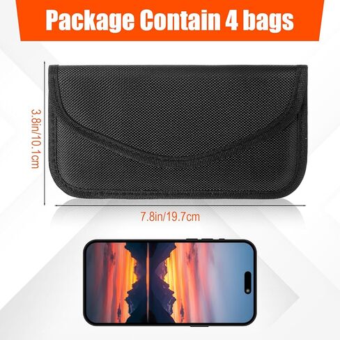4 Pack Faraday Bags for Car Keys and Cell Phone, Signal Blocking Pouch for RFID GPS WiFi, Anti-Theft Anti-Tracking Protection, Black in Saudi Arabia