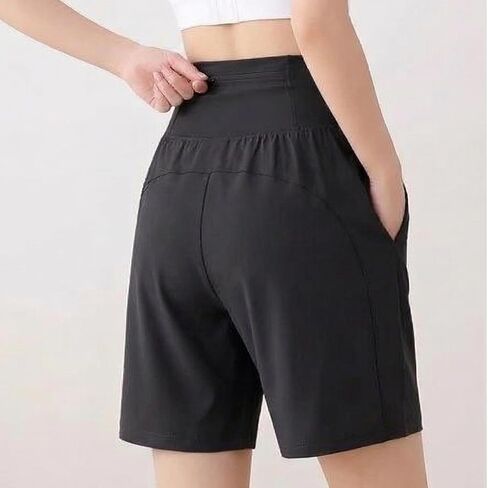 Women's High Waist Yoga Shorts with Zipper Pockets-Quick Dry Stretchy Workout Shorts for Women in Saudi Arabia