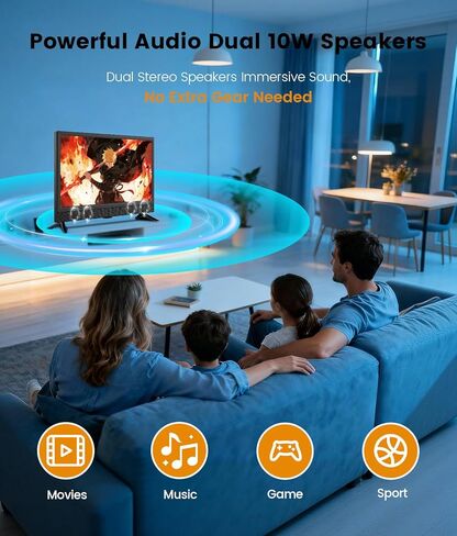 تلفزيون ذكي صغير مقاس 22 بوصة بدقة Full HD 1080p | تلفزيون ذكي للمطبخ، تلفزيون بشاشة مسطحة مع مكبرات صوت ستيريو مزدوجة عالية، عرض بزاوية 178 درجة وواي فاي (22 بوصة) in Kuwait