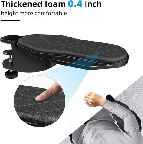 صينية تمديد مكتب CABTE Ergonomics، رف مسند ذراع للمعصم على الطاولة، دعم ذراع الكوع الدوار 180 درجة، صينية تمديد مكتب الكمبيوتر للمنزل والمكتب (أسود - دوار) in Kuwait