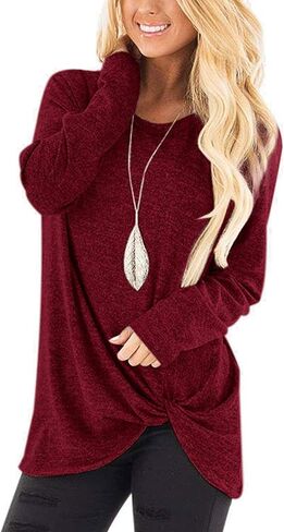SAMPEEL Women's Tunic Tops Twist Knot Casual Pullover Shirts in Kuwait