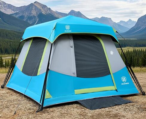 EVER ADVANCED 4 Person Blackout Camping Tent, 60s Easy Setup Instant Cabin Tent for Family, 4000mm Water-Resistant & UV Protection Light-Blocking Tent with Rainfly for Outdoor Travel, 8' x 7' x 59" in Saudi Arabia