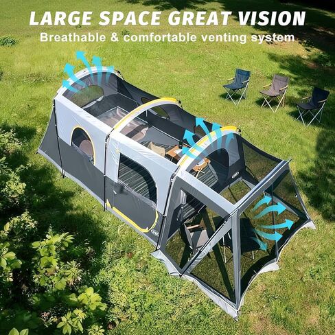 UNP Camping Tent 8 Person Waterproof Big Tunnel Tent with Screen Porch,Family Outdoor Large Tents for Camping 20' x 9' x 80in(H) in Saudi Arabia