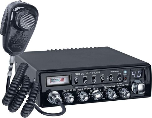 Ranger RCI-39VHP Plus 10 Meter Amateur Radio 80W PEP High Power AM Mode SRA-198NC Noise Cancelling Mic Black Chrome Front Panel Auto SWR & LED Warning Alert Echo, Talkback & Big Heatsink in Saudi Arabia