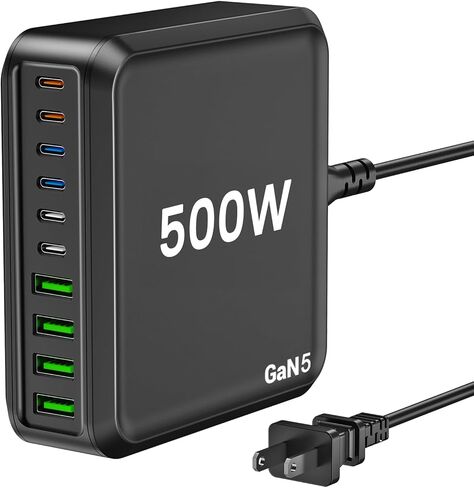 USB C Charging Station, 500W USB C Charger Block 10 Port Fast Charger 100W PD USB-C Charging Station Hub for MacBook Pro/Air/iPad Pro/iPhone 17e/17/16/15/14/13/Pro Max/Samsung Galaxy Note (Black) in Saudi Arabia