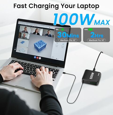 USB C Charging Station, 500W USB C Charger Block 10 Port Fast Charger 100W PD USB-C Charging Station Hub for MacBook Pro/Air/iPad Pro/iPhone 17e/17/16/15/14/13/Pro Max/Samsung Galaxy Note (Black) in Saudi Arabia