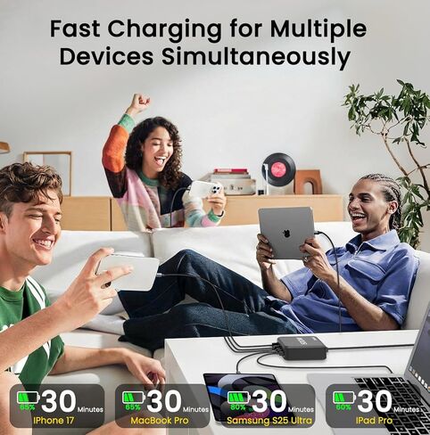 USB C Charging Station, 500W USB C Charger Block 10 Port Fast Charger 100W PD USB-C Charging Station Hub for MacBook Pro/Air/iPad Pro/iPhone 17e/17/16/15/14/13/Pro Max/Samsung Galaxy Note (Black) in Saudi Arabia